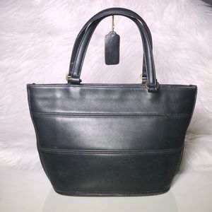COACH Vintage Black Leather Double Strap Bag